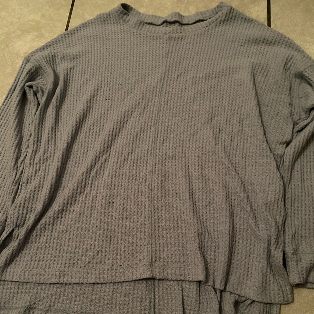 A blue grayish long sleeve shirt in Small